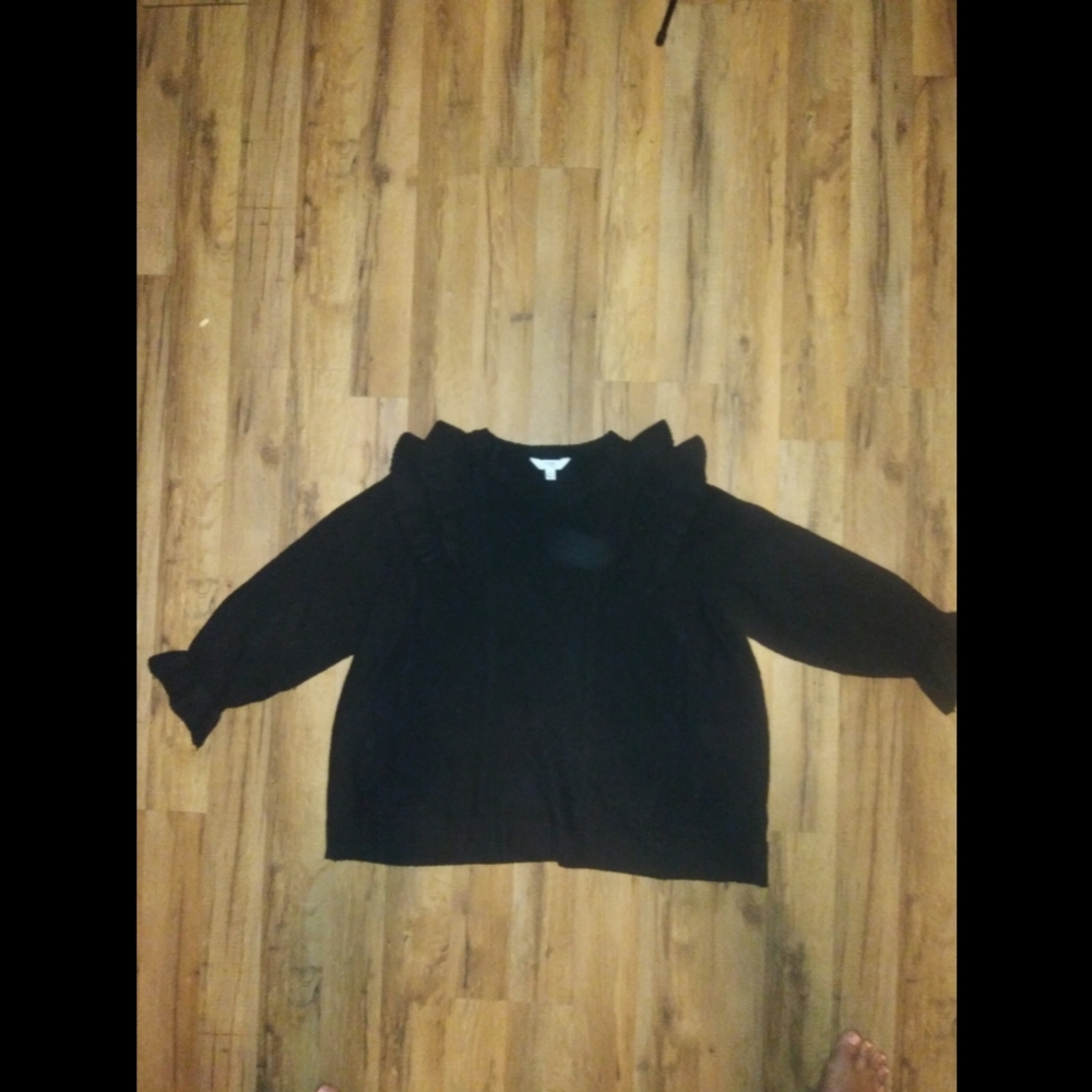Terra and Sky Black Ruffle Sweater
